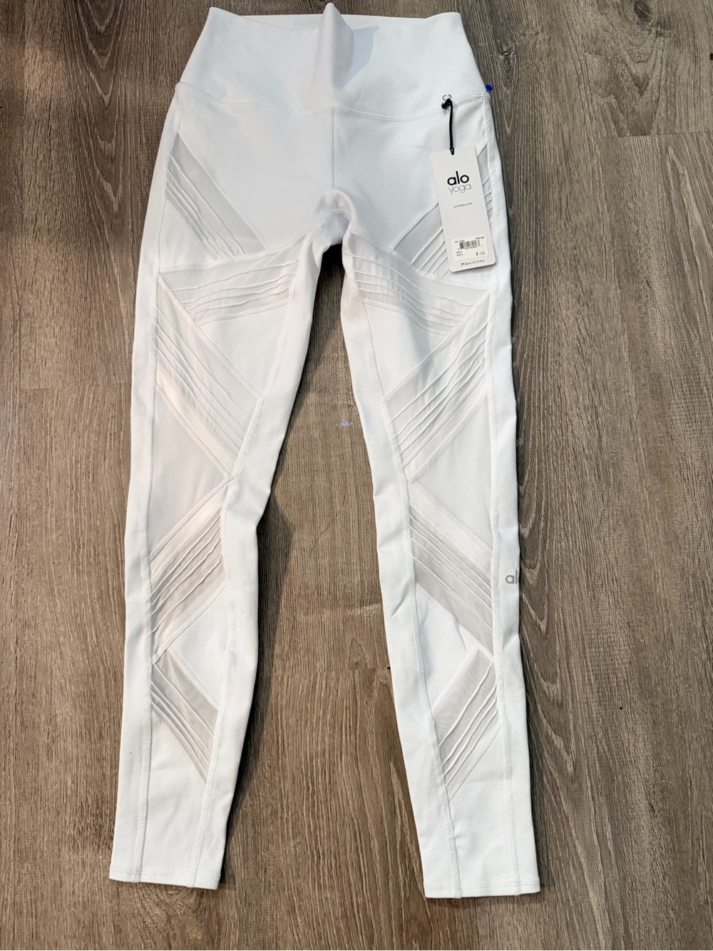 ALO Yoga White Moto-Detail High-Waist Jeggings